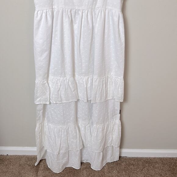 NWT Corey Lynn Calter Marisol WHITE dotted ruffle tier maxi dress - Picture 4 of 13